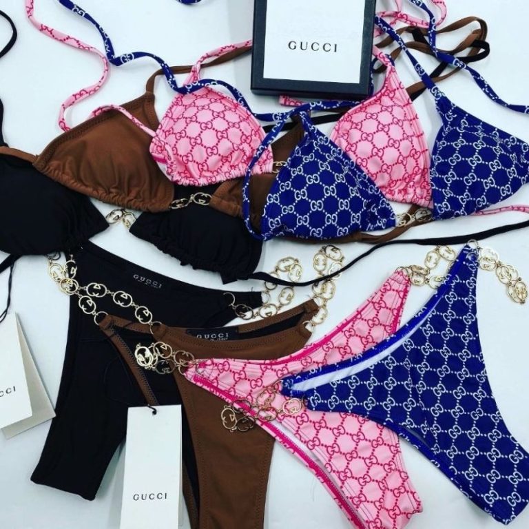 2021 New Popular Cross-Border Swimsuit Letter Lace Triangle Bag Bikini European And American Split Bikini Swimsuit