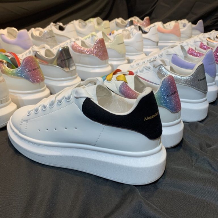 AAAA Replica Alexander Mcqueen White Shoes Women Leather Thick Bottom Casual Sports Sneakers Shoes