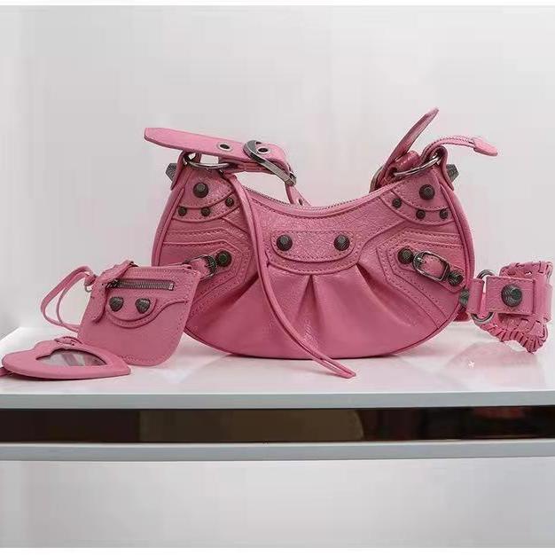 AAAA Replica Balenciaga New Hot Style Rivet Le Cagole Crescent Leather Bag