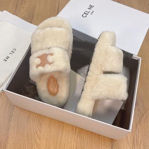 AAAA Replica Celine Casual Open-Toed Plush Flat Bottom Slippers