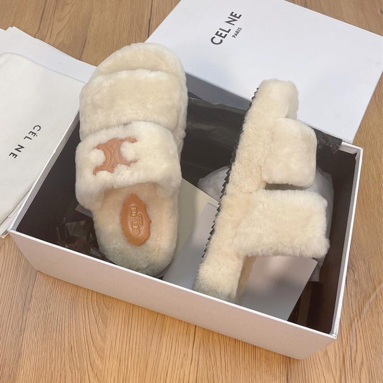 AAAA Replica Celine Casual Open-Toed Plush Flat Bottom Slippers