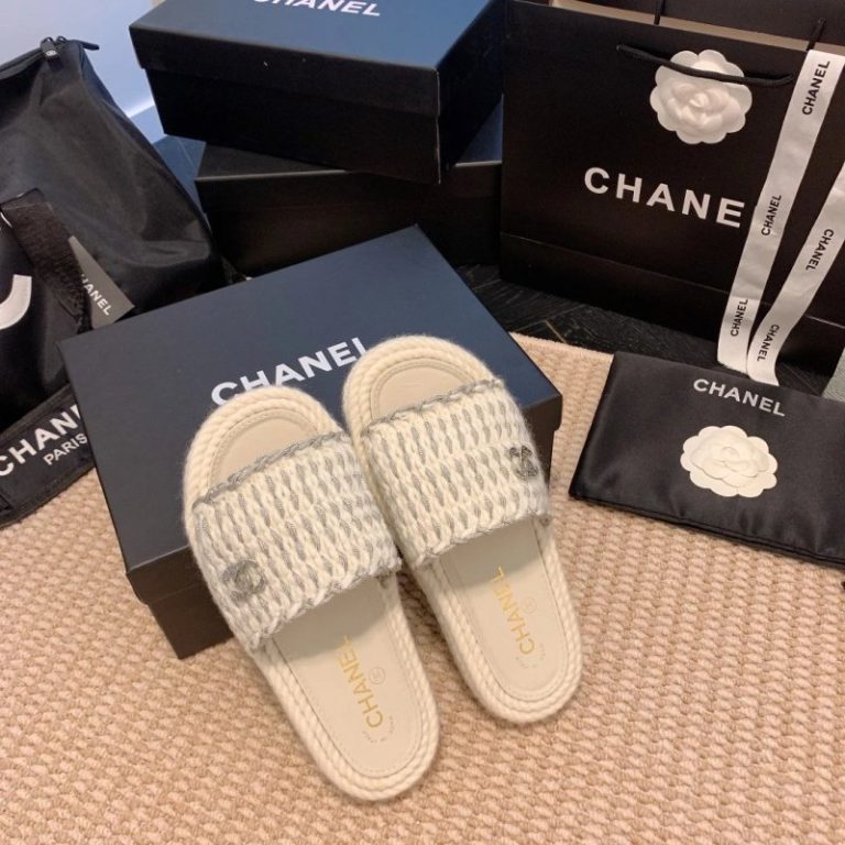 AAAA Replica Chanel Anti-Slip Woven Platform Slides