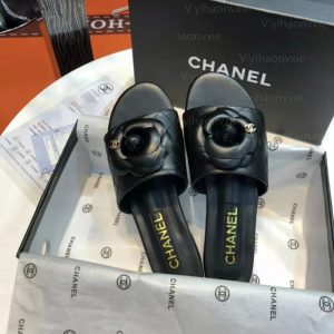 AAAA Replica Chanel Camellia Flat Slippers