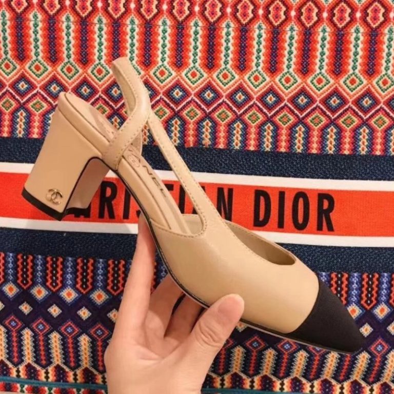 AAAA Replica Chanel Casual Colorblock Block Heel Pumps