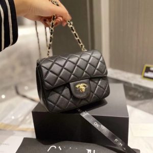 AAAA Replica | Chanel Caviar Lambskin Golden Ball Small Square Diamond Chain Bag