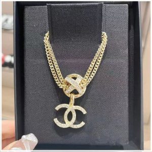 AAAA Replica Chanel Cross Cutout Rhinestone Necklace