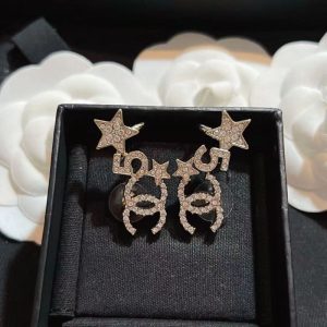 AAAA Replica Chanel Fashion Rhinestone Letter Stud Earrings