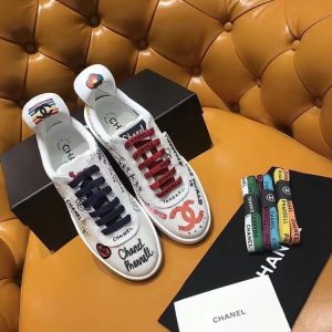 AAAA Replica Chanel Graffiti Print Casual Sneakers
