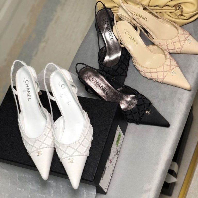 AAAA Replica Chanel Imitation Pearl Stiletto Heel Pointed Stitching High Heels