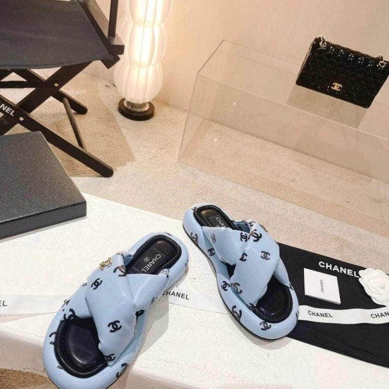 AAAA Replica Chanel Platform Cross Strap Slides