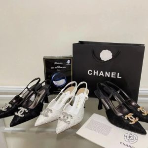 AAAA Replica Chanel Pointed-Toe Rhinestone Pumps