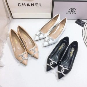 AAAA Replica Chanel Rhinestone Pointed Toe Pumps