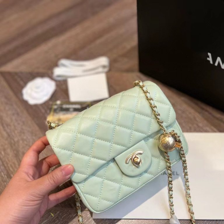 AAAA Replica | Chanel Standard Leather Small Cf Golden Ball Chain Bag