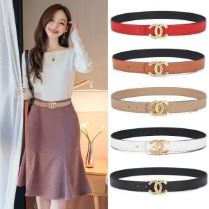 AAAA Replica Chanel Women Fashion Simple Leather Double C Belt