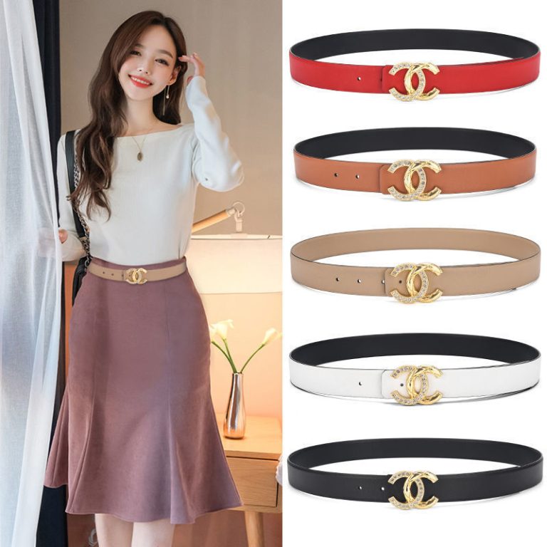 AAAA Replica Chanel Women Fashion Simple Leather Double C Belt