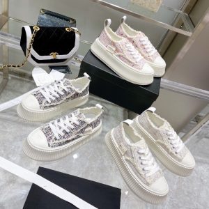 AAAA Replica Chanel Women Fashion Woven Canvas Shoes