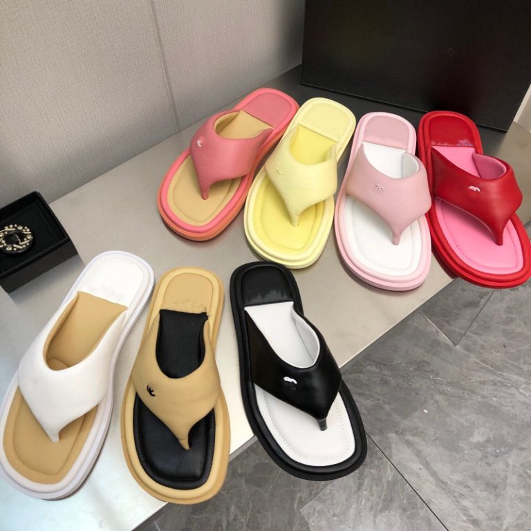 AAAA Replica Chanel Women Summer Square Head Casual Flip-Flops Slippers