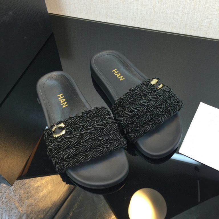 AAAA Replica Chanel Women Woven Soft Bottom Open Toe Fairy Slippers
