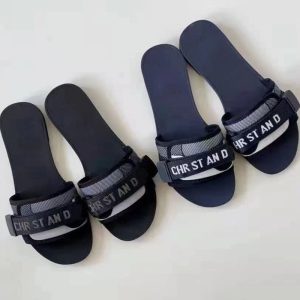 AAAA Replica Dior Summer Letter Embroidery Velcro Women Slippers
