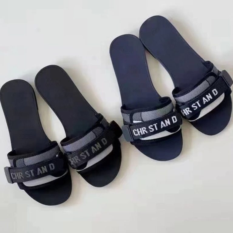 AAAA Replica Dior Summer Letter Embroidery Velcro Women Slippers