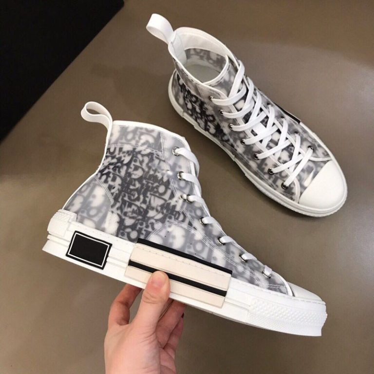 AAAA Replica Dior Women High Top Letter Print Canvas Shoes