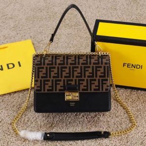 AAAA Replica Fendi Black Leather Bag