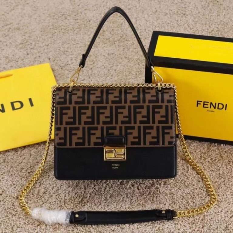 AAAA Replica Fendi Black Leather Bag