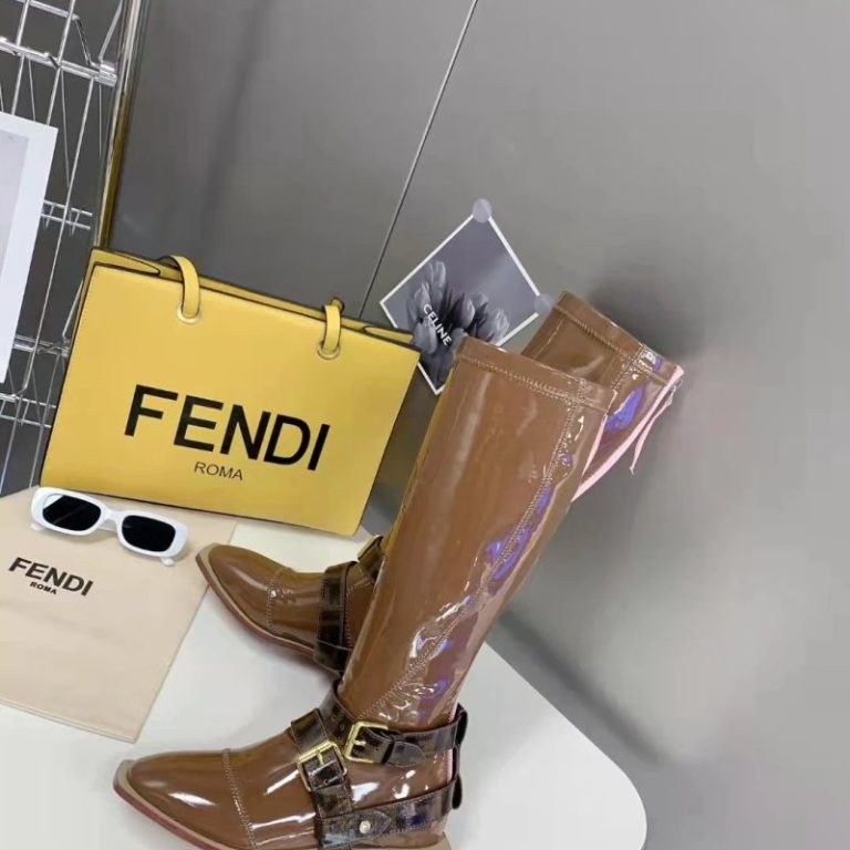 AAAA Replica Fendi Patent Leather Over-The-Knee Boots