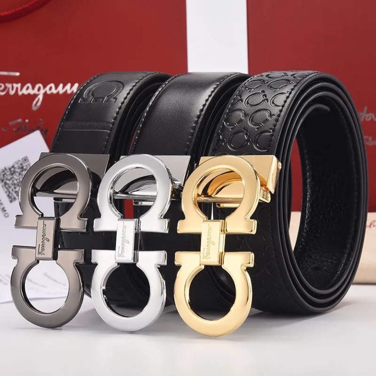 AAAA Replica Ferragamo Slide Buckle Engraved Leather Belt