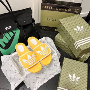 AAAA Replica Gucci Adidas Women Thick Bottom Couple Slippers