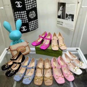 AAAA Replica Gucci Fashion Solid Square Toe Block Heel Loafers