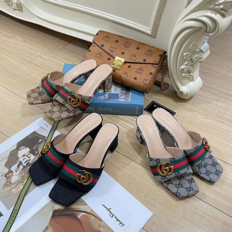 AAAA Replica Gucci Fashion Square Toe Chunky Heel Slippers