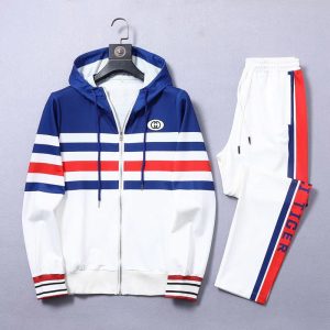 AAAA Replica Gucci Men Fashion Hooded Long Sleeve Top + Trousers Two-Piece Set