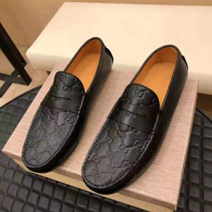AAAA Replica Gucci Men Pedal Leather Soft-Soled Driving Casual Loafers