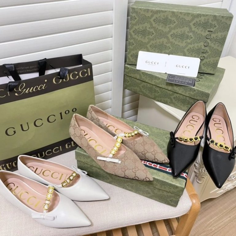 AAAA Replica Gucci Pointed-Toe Ballet Flats