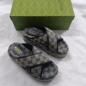 AAAA Replica Gucci Retro Women Platform Cross Strap Slippers