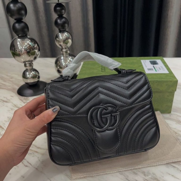 AAAA Replica Gucci Vintage Black Matte Shoulder Bag