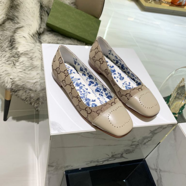 AAAA Replica Gucci Women Color Matching Flat Loafers