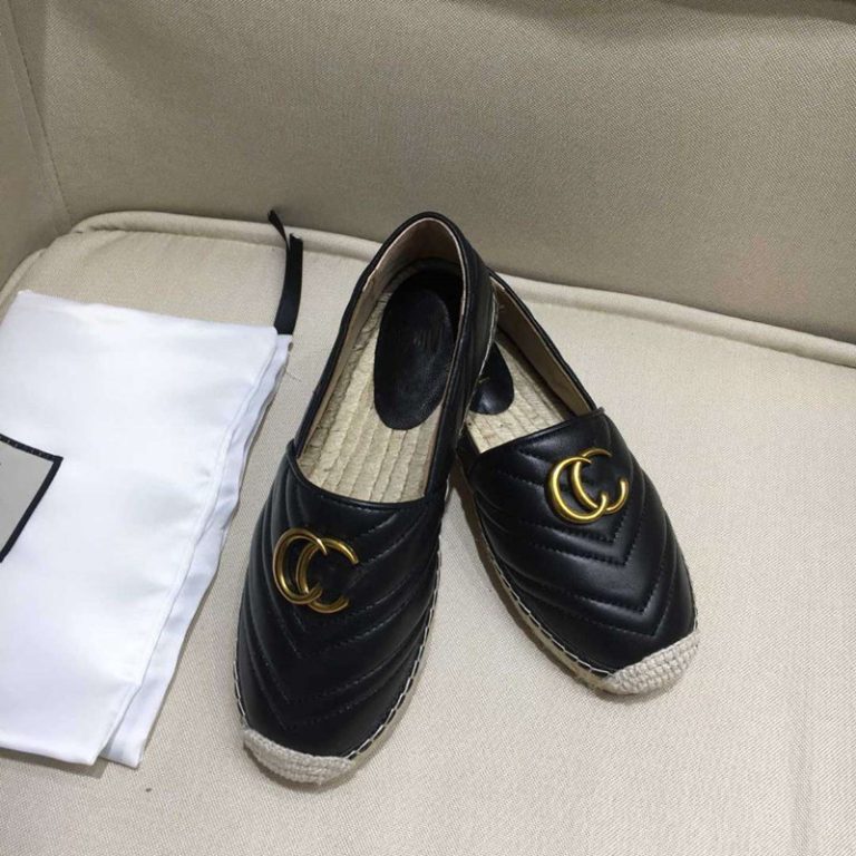 AAAA Replica Gucci Women Embroidered Flat Straw Woven Casual Loafers Slippers