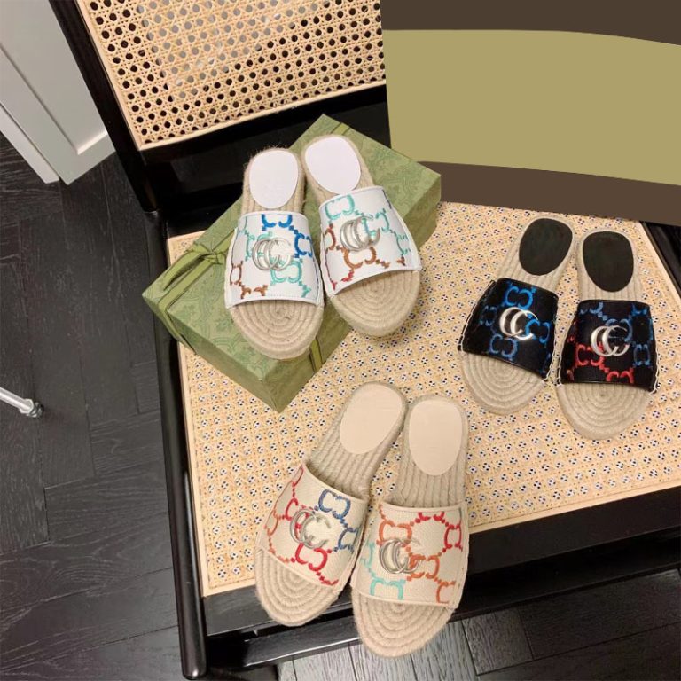 AAAA Replica Gucci Women Embroidery Gradient Slip-On Slippers