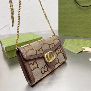 AAAA Replica Gucci Women Marmont Mini Canvas Chain Messenger Bag