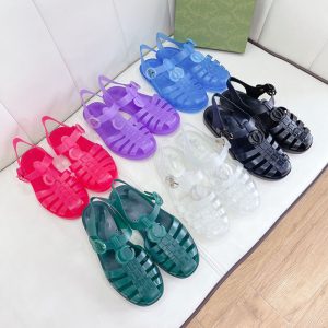 AAAA Replica Gucci Women Melissa Crystal Hollow Flat Jelly Sandals
