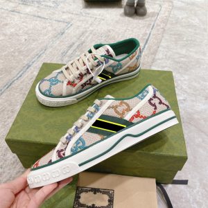 AAAA Replica Gucci Women Men Canvas Multicolor Embroidery Color Matching Retro Sneakers