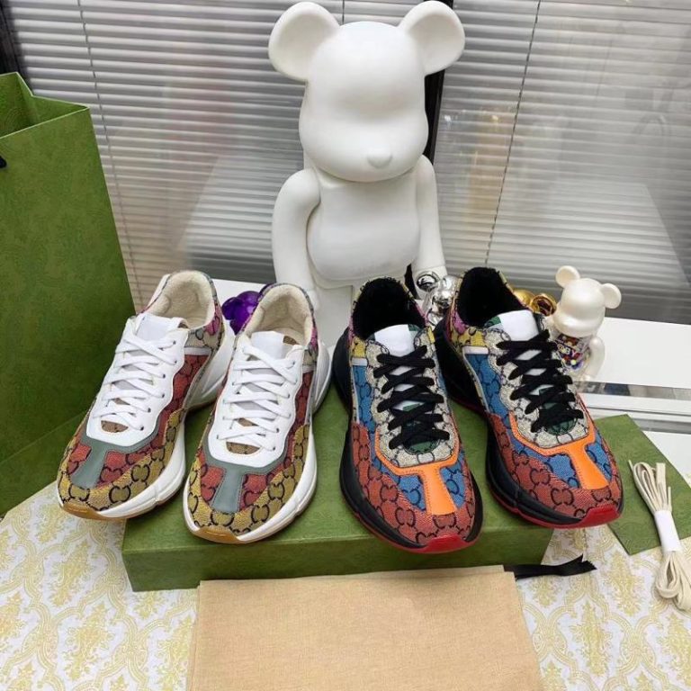 AAAA Replica Gucci Women Men Color Matching Old Flower Multicolor Couple Casual Sports Sneakers