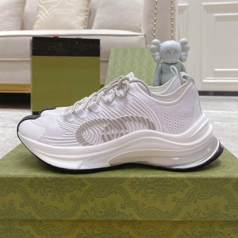 AAAA Replica Gucci Women Men Knitted Light Lace-Up Running Sneakers