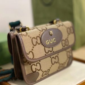 AAAA Replica Gucci Women Ophidia Tiger Head Pocket 1955 Retro Double G Print Horsebit Saddle Bag