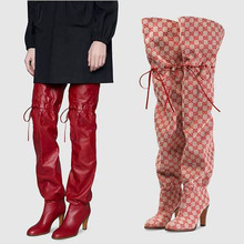 AAAA Replica Gucci Women Printed High Heel Over The Knee Boots