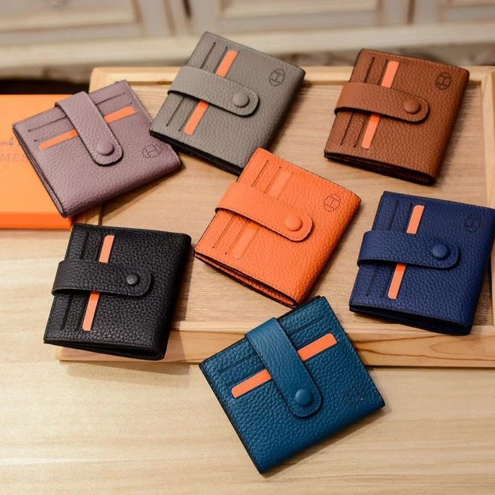 AAAA Replica Hermes Short Lychee Pattern Multi-Card Large-Capacity Coin Purse