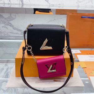 AAAA Replica Louis Vuitton Trendy Solid Leather 2-In-1 Detachable Twist Shoulder Bag