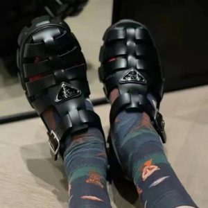 AAAA Replica Prada Cutout Slip-On Platform Sandals
